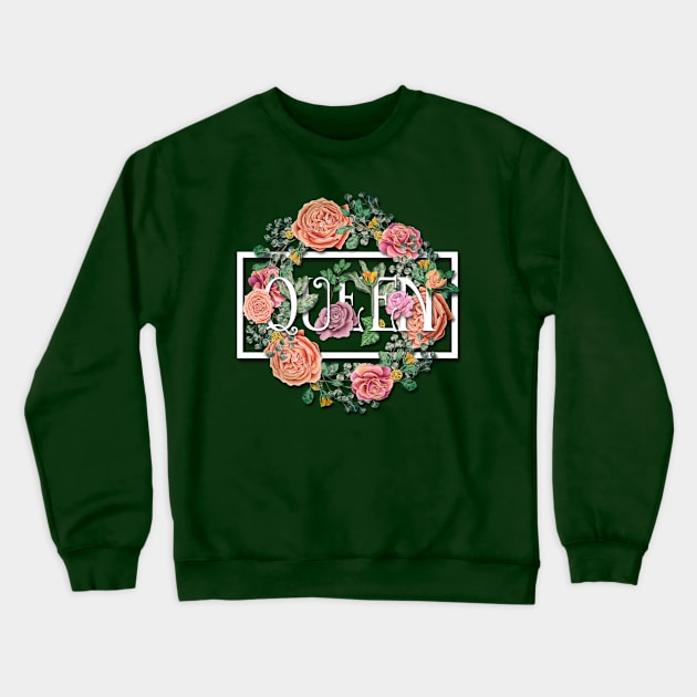 Floral Queen Wreath Crewneck Sweatshirt by VBleshka